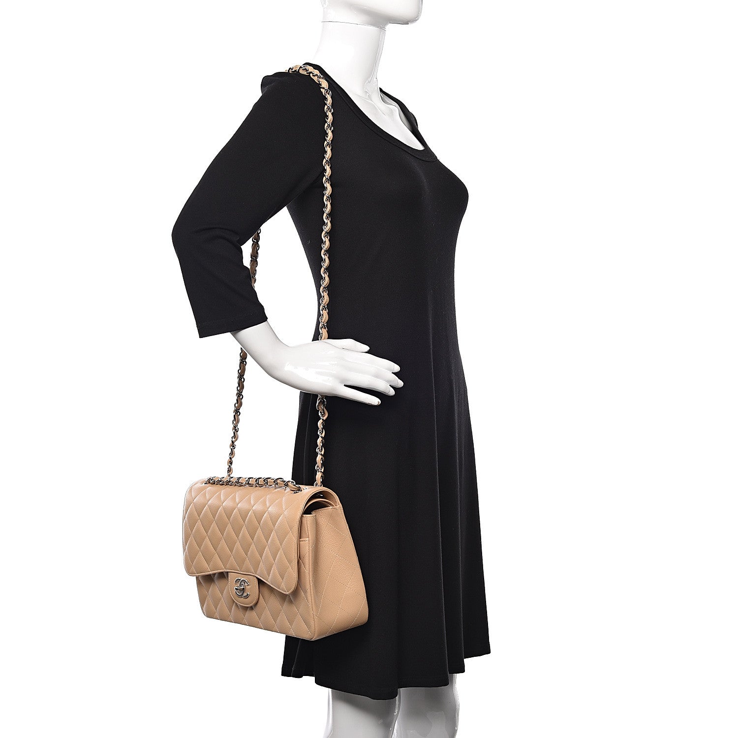 Chanel Caviar Quilted Jumbo Double Flap Beige Clair 2 of 11