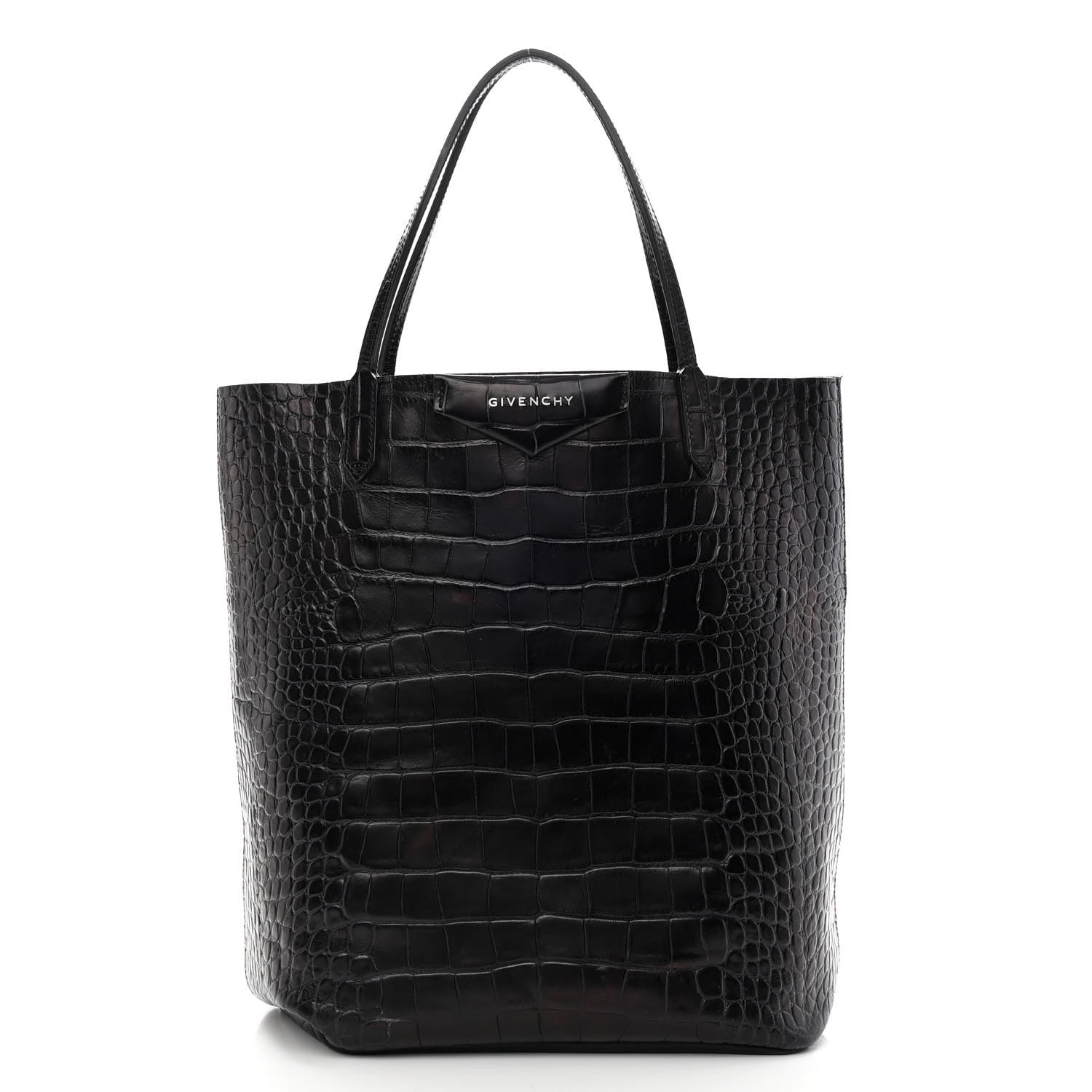 Givenchy Calfskin Crocodile Embossed Medium Antigona Tote Black 3 of 21