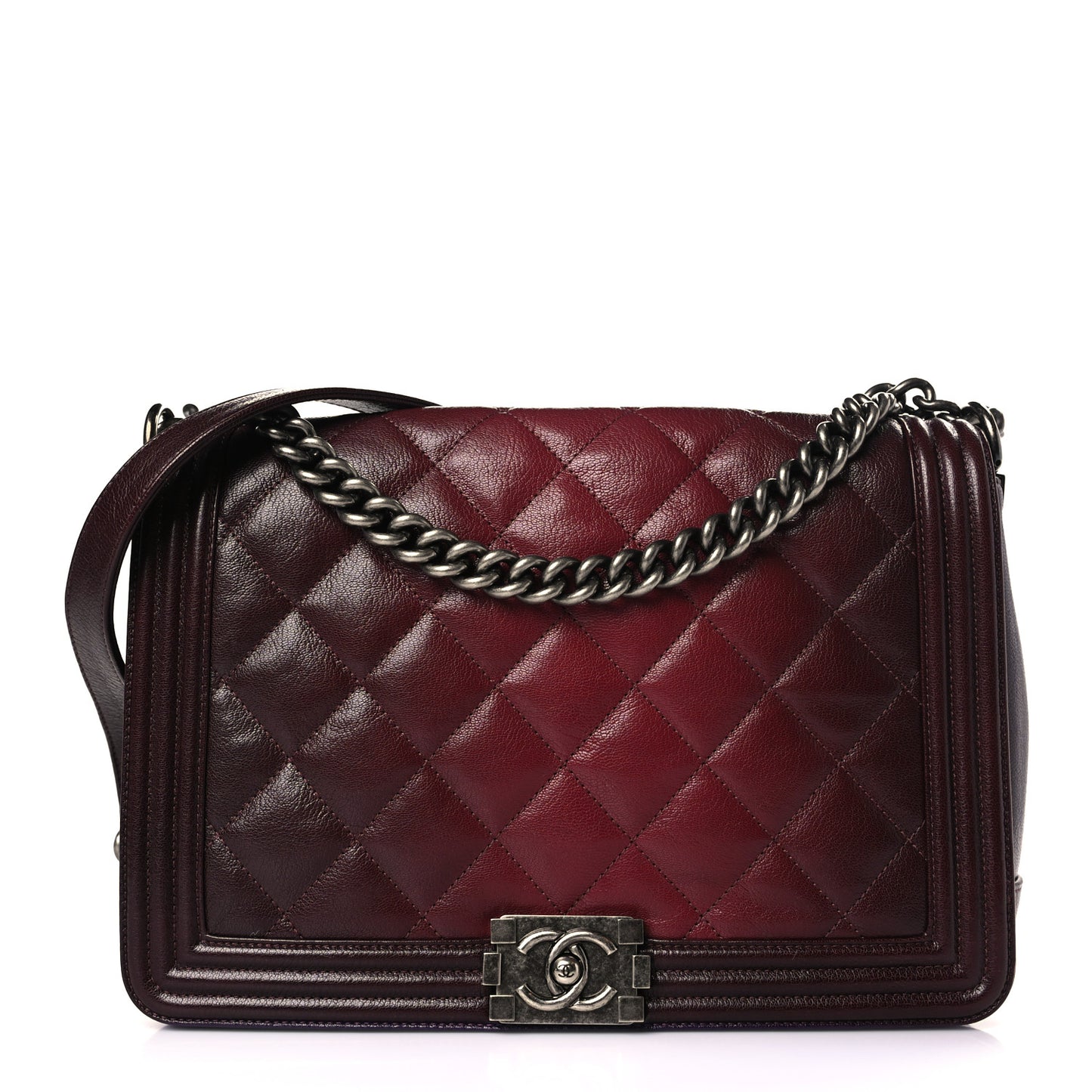 Goatskin Ombre Faded Quilted New Medium Boy Flap Burgundy