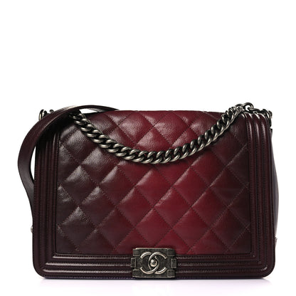 Chanel Goatskin Ombre Faded Quilted New Medium Boy Flap Burgundy 1 of 9