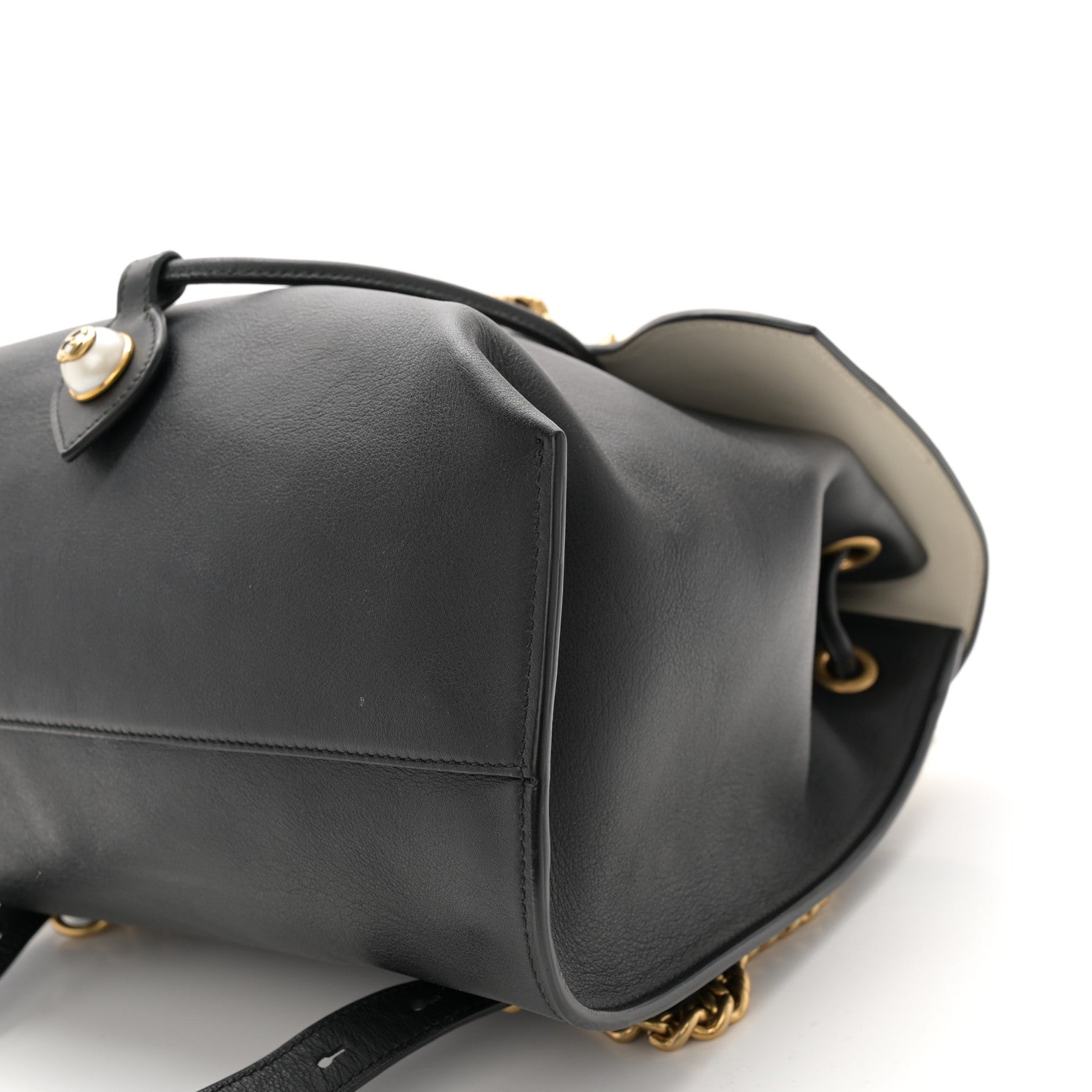 Gucci Calfskin Medium Malin Chain Backpack White Black Gold 10 of 10