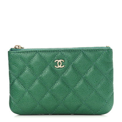 Chanel Metallic Caviar Quilted Small Cosmetic Case Green 1 of 8