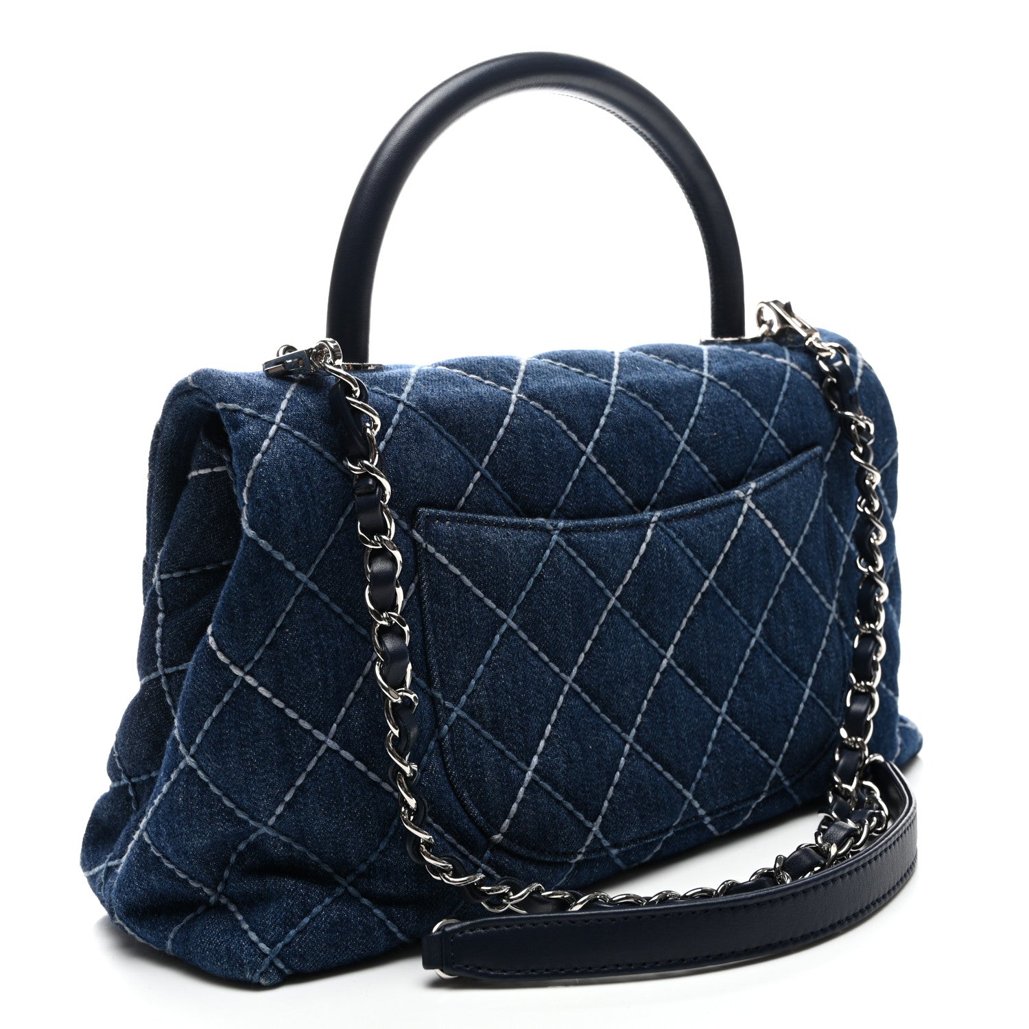 Chanel Denim Quilted Small Coco Handle Flap Blue 2 of 9