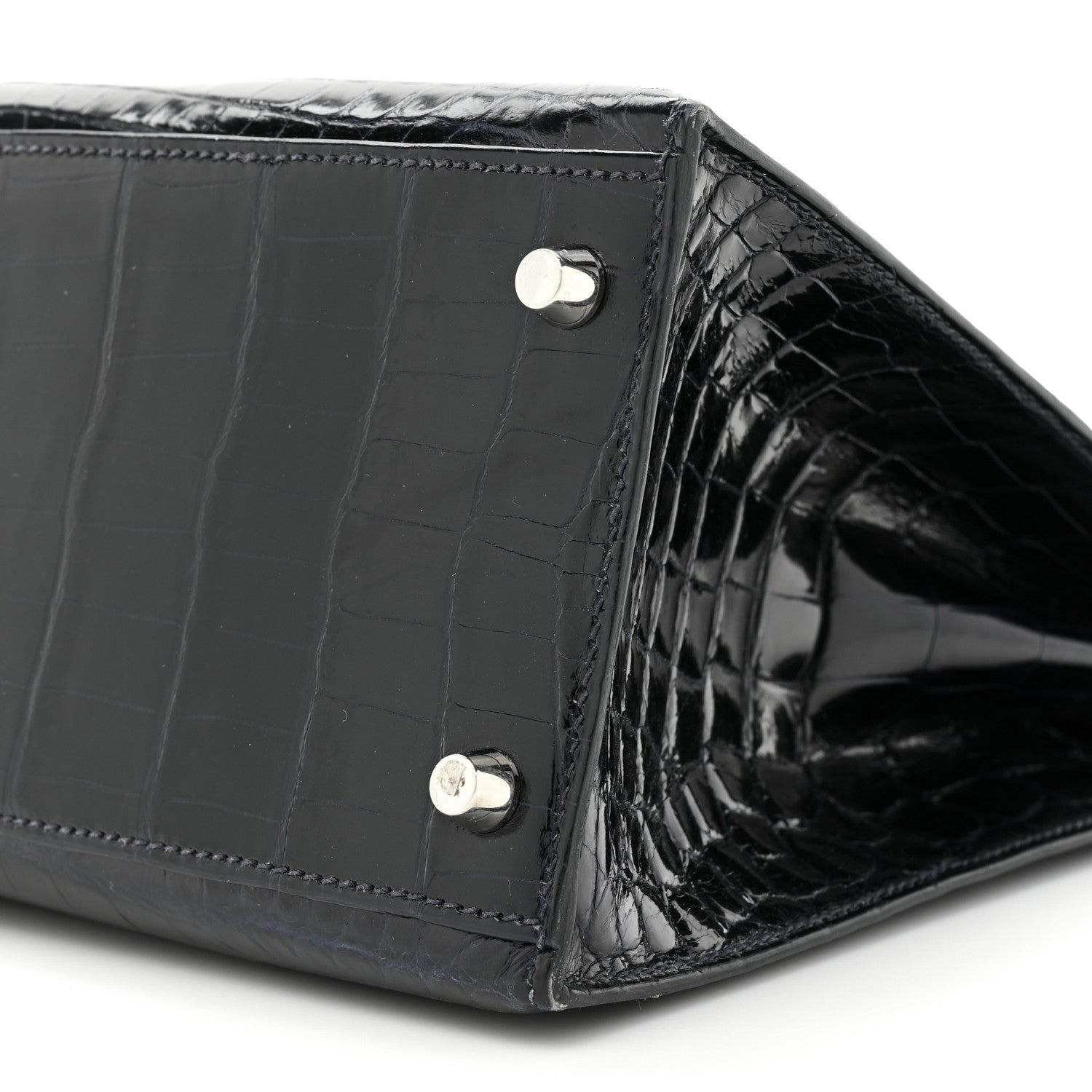 Hermes Shiny Niloticus Crocodile Kelly Sellier 28 Bleu Abysse 7 of 17