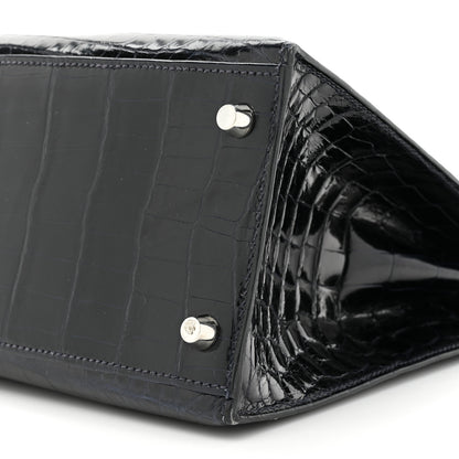 Hermes Shiny Niloticus Crocodile Kelly Sellier 28 Bleu Abysse 7 of 17