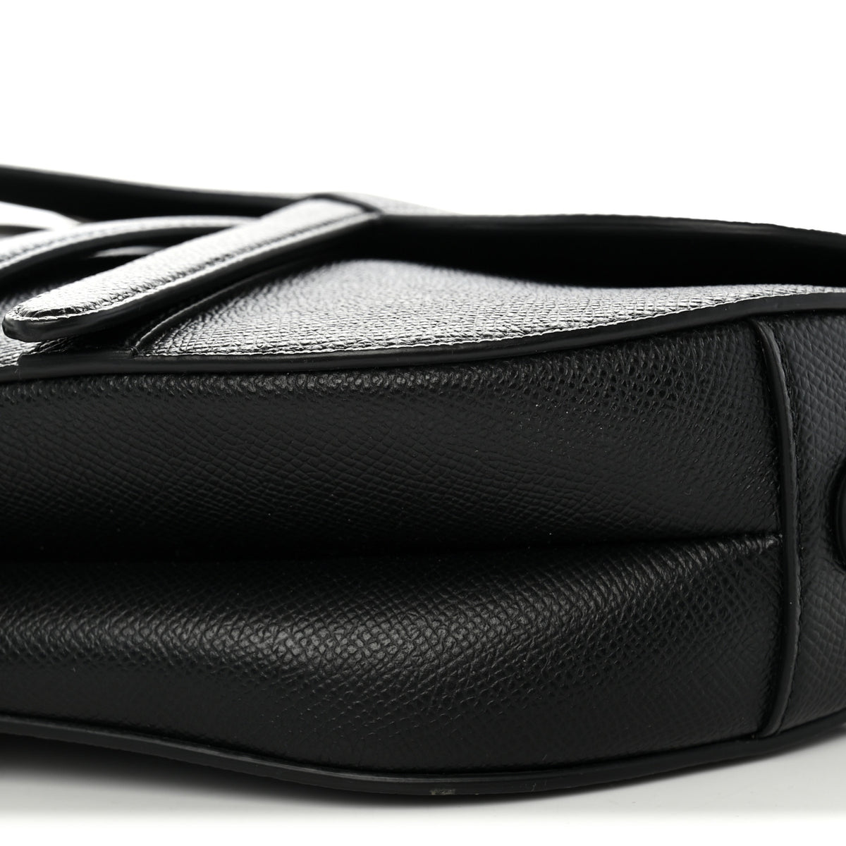 Grained Calfskin Saddle Bag With Strap Black