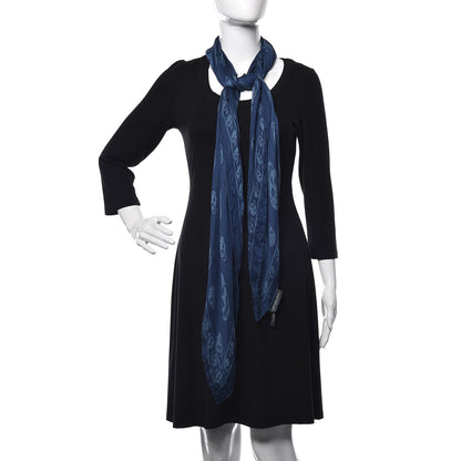 Alexander McQueen Silk Chiffon Skull Scarf Blue 2 of 4