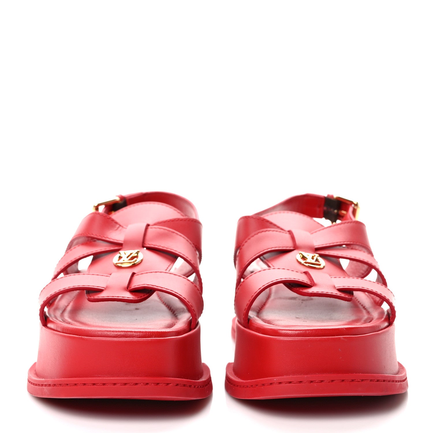 Louis Vuitton Calfskin Maya Flatform Sandals 37 Cerise 2 of 8