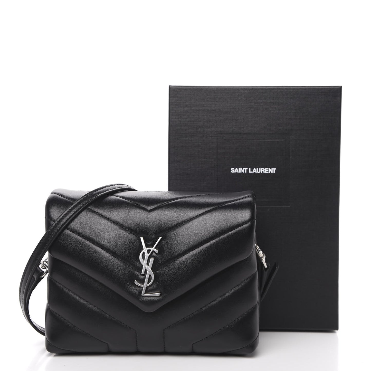 Calfskin Y Quilted Monogram Toy Loulou Crossbody Bag Black