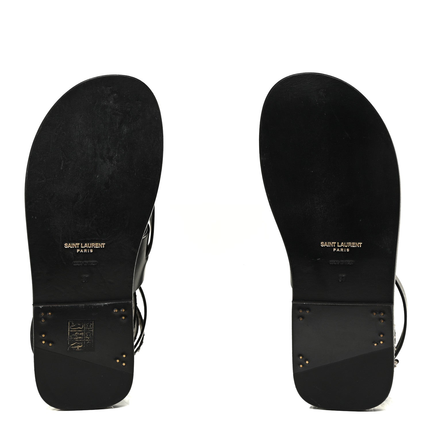 Saint Laurent Calfskin Culver Studded Flat Sandals 37 Black 6 of 12