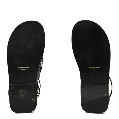 Saint Laurent Calfskin Culver Studded Flat Sandals 37 Black 6 of 12
