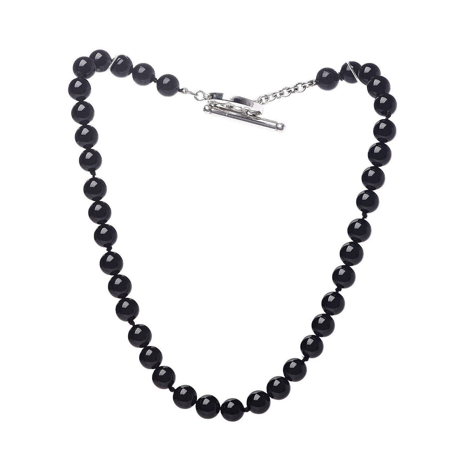 Sterling Silver Black Onyx Bead Toggle Necklace