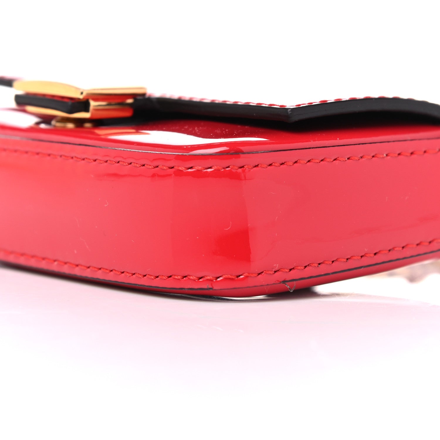 Fendi Vitello Vernice Mou Nano Baguette Charm Rosso Cardinale 8 of 9