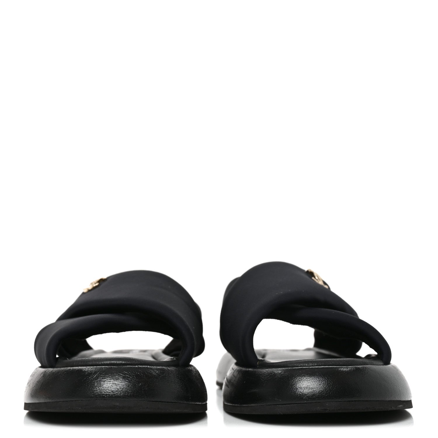 Chanel Fabric CC Mules Sandals 38 Black 2 of 8