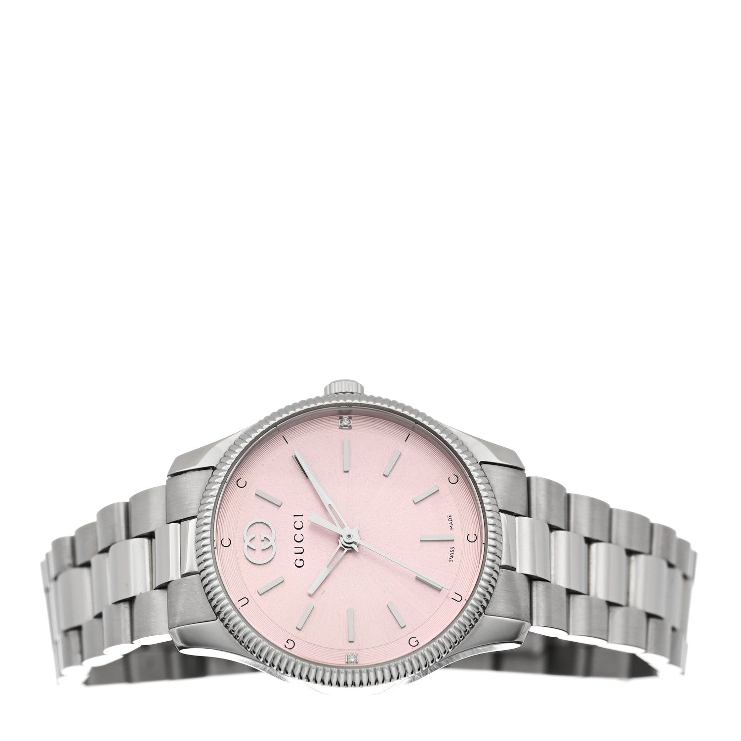 Gucci Stainless Steel Diamond 29mm G-Timeless Quartz Watch Pink 2 of 5