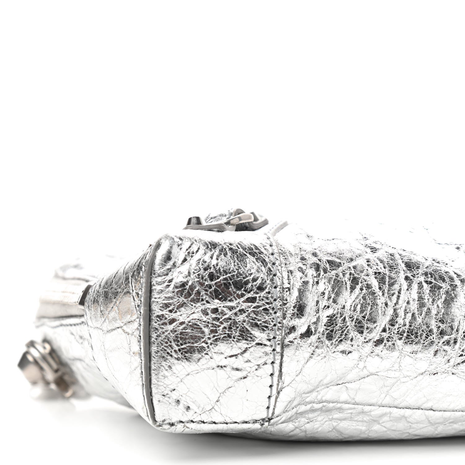 Balenciaga Metallic Calfskin Classic Silver Hardware Pouch With A Chain Crossbody Silver 6 of 9