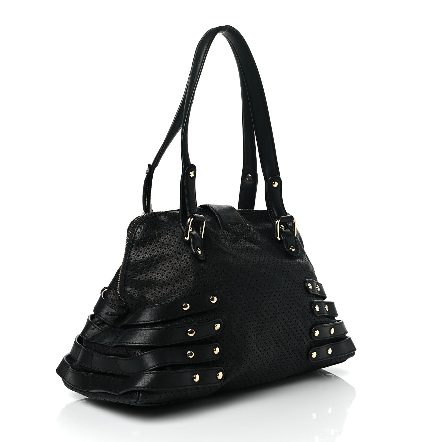 Calfskin Perforated Blythe L Tote Black
