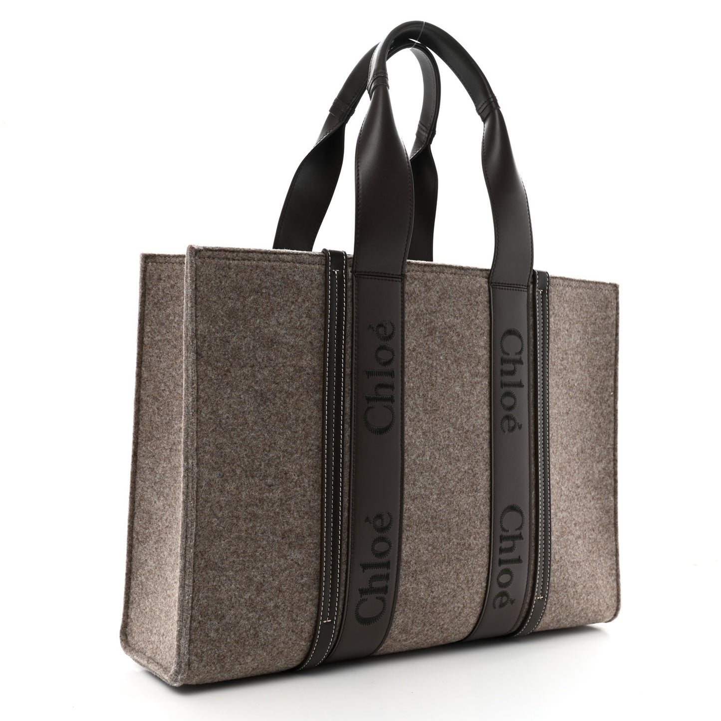 Felt Large Woody Ribbon Tote Deep Beige
