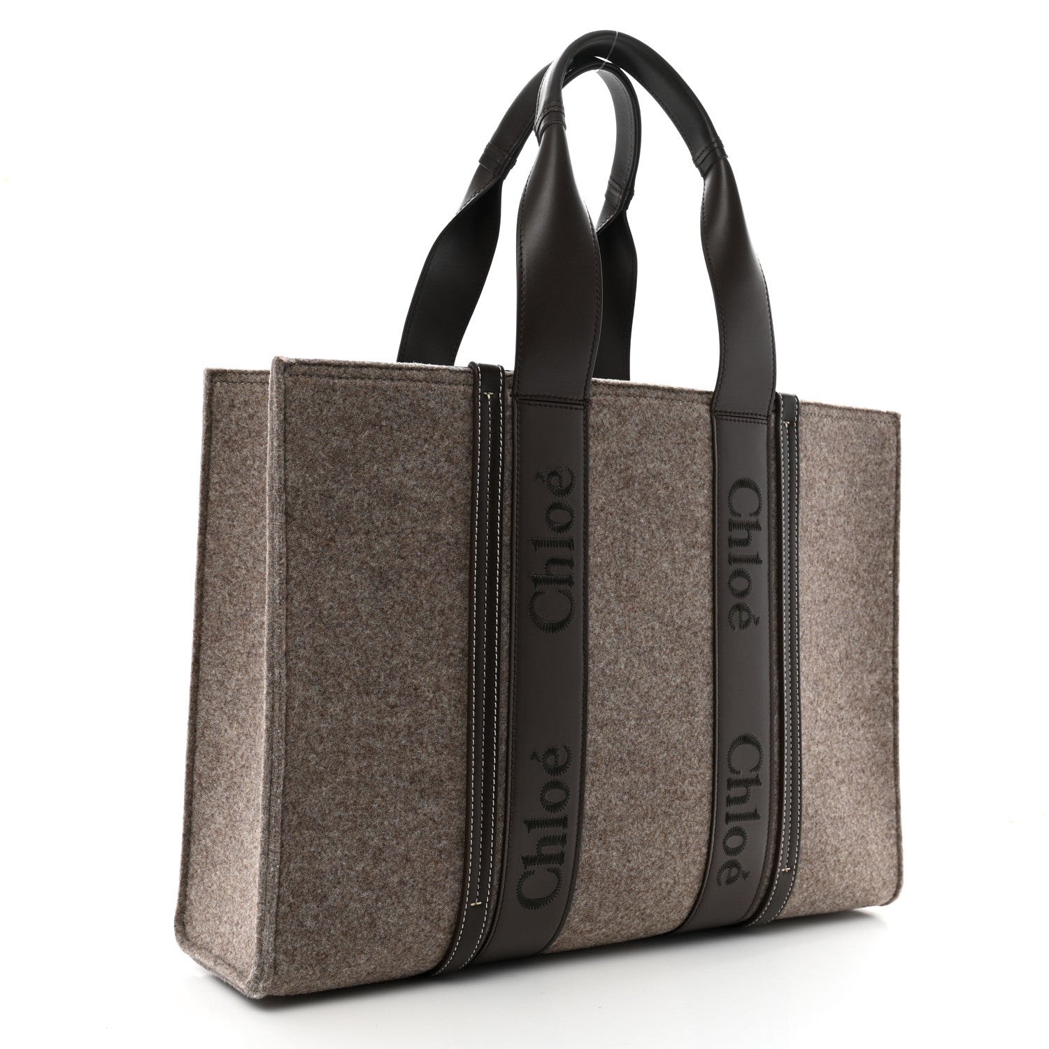 Chloe Felt Large Woody Ribbon Tote Deep Beige 3 of 11