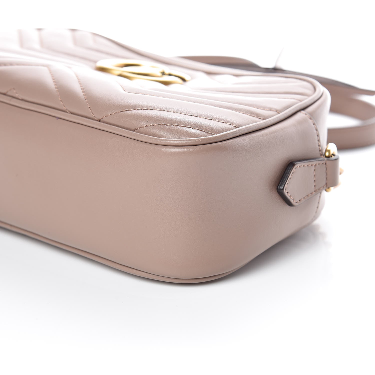 Gucci Calfskin Matelasse Small GG Marmont Chain Shoulder Bag Taupe 9 of 10