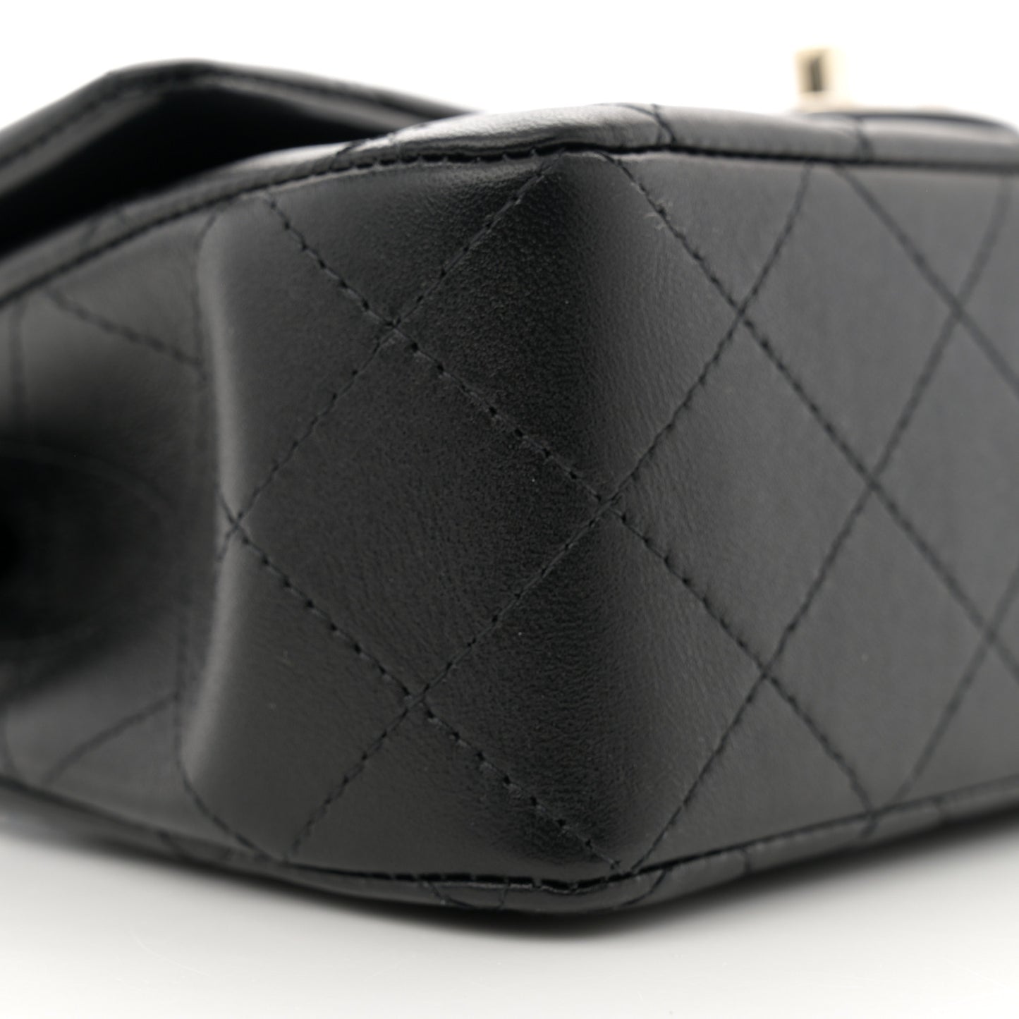 Lambskin Quilted Mini Top Handle Rectangular Flap Black