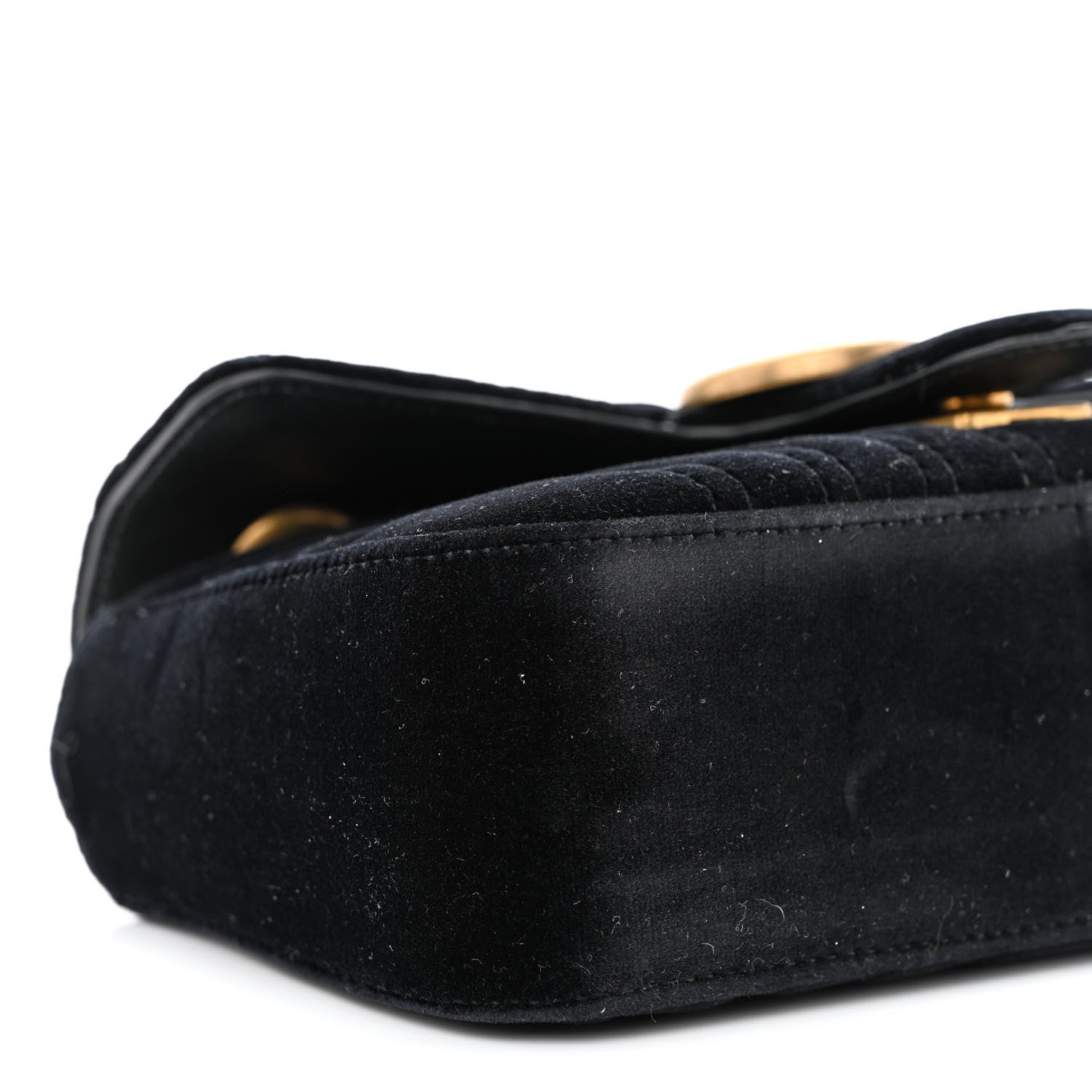 Gucci Velvet Matelasse Mini GG Marmont Shoulder Bag Black 9 of 10