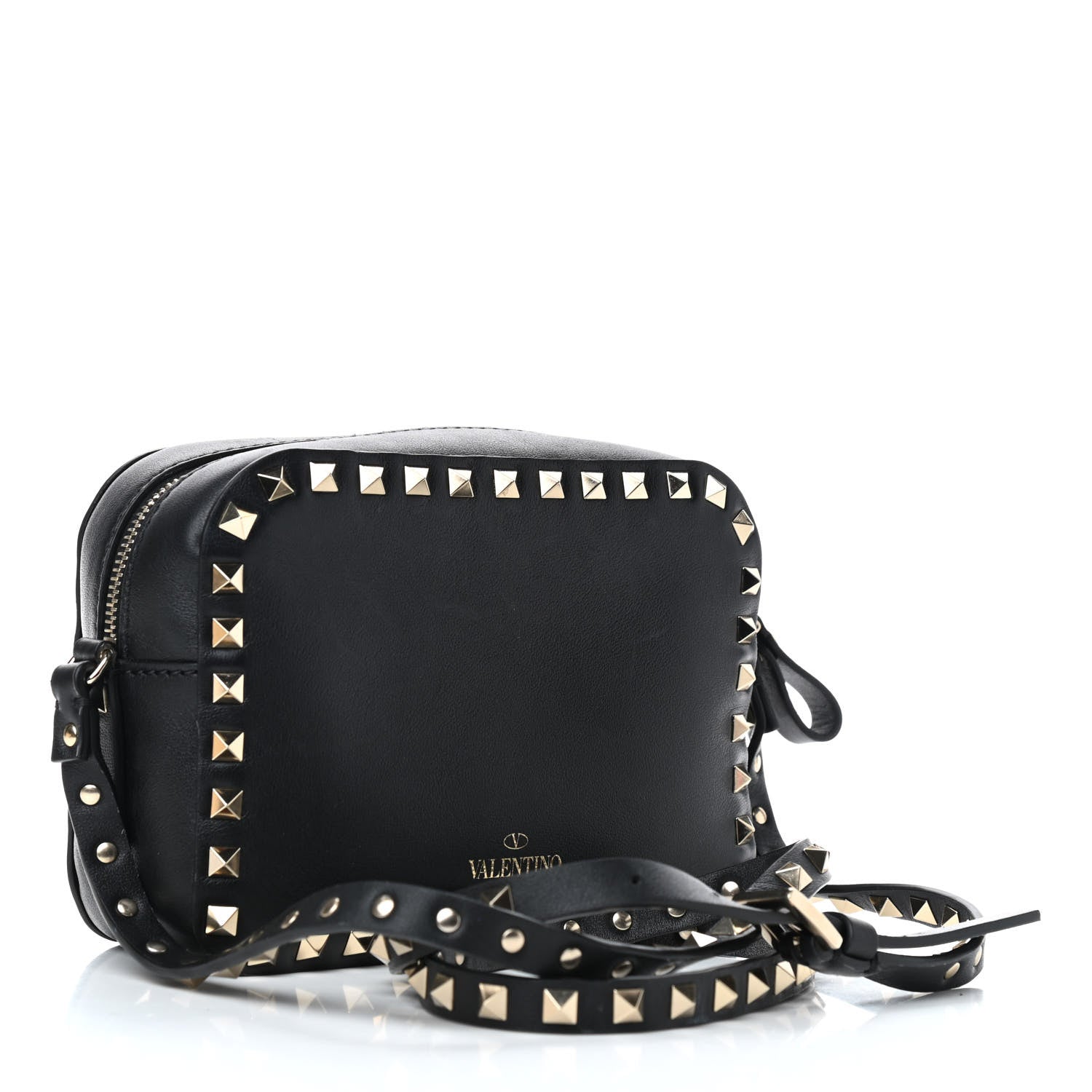 Valentino Garavani Calfskin Rockstud Camera Crossbody Bag Black 3 of 10