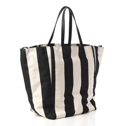Celine Canvas Striped Large Phantom Cabas Black White 3 of 9
