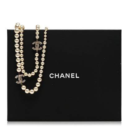 Chanel Pearl Baguette Crystal CC Long Necklace Gold 6 of 6