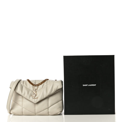 Saint Laurent Lambskin Quilted Toy Loulou Puffer Monogram Chain Satchel Crema Soft 14 of 14