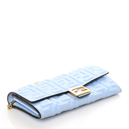 Fendi Nappa Matisse FF Embossed Continental Wallet on Chain Placid Blue 3 of 8