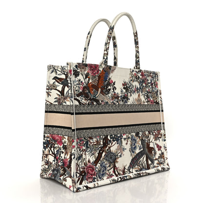 Christian Dior Canvas Embroidered Large Jardin D'Hiver Book Tote Latte Multicolor 3 of 9