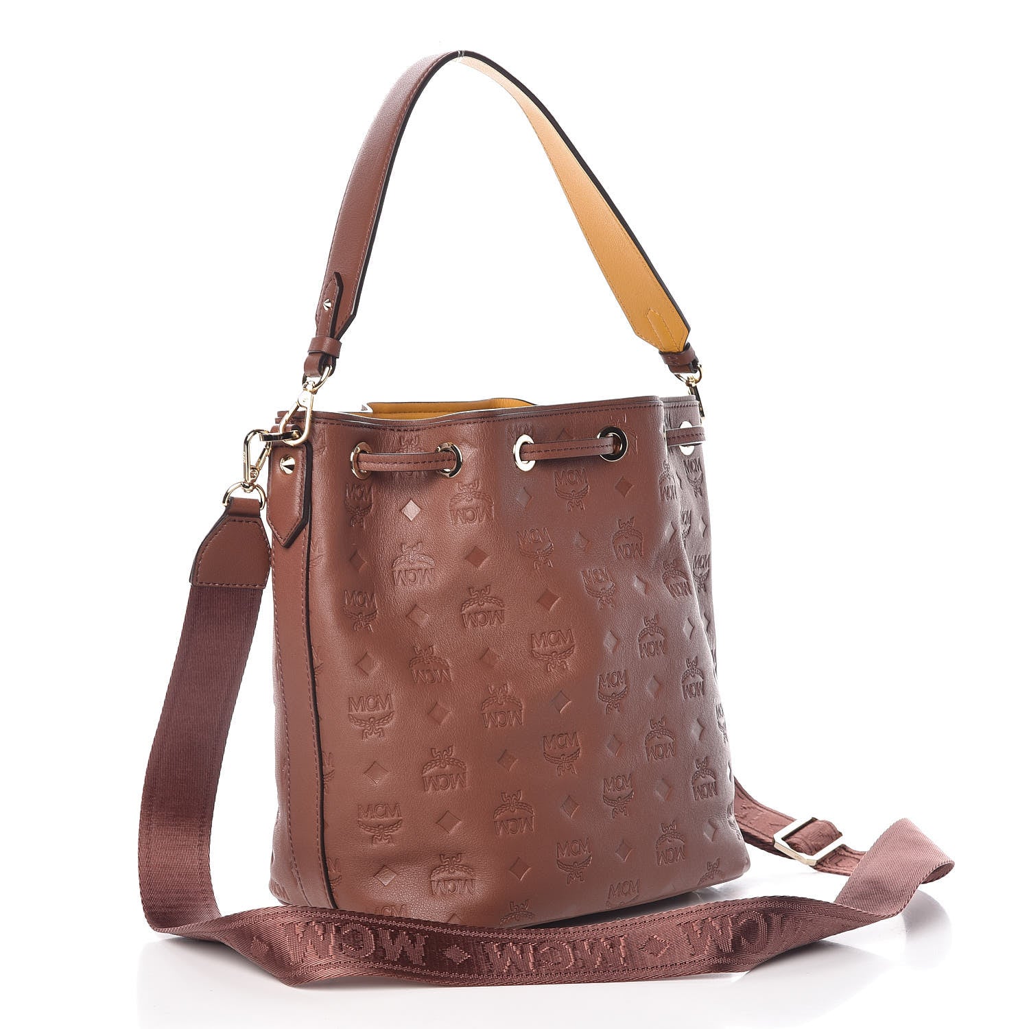 MCM Calfskin Ottomar Monogram Essential Bucket Brown 4 of 10