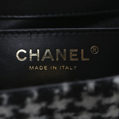 Chanel Tweed Houndstooth Quilted Mini Square Flap White Black 6 of 10