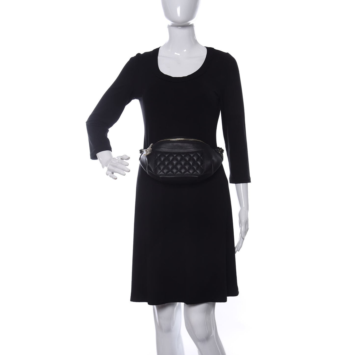 Lambskin Quilted Waist Bag Fanny Pack Black