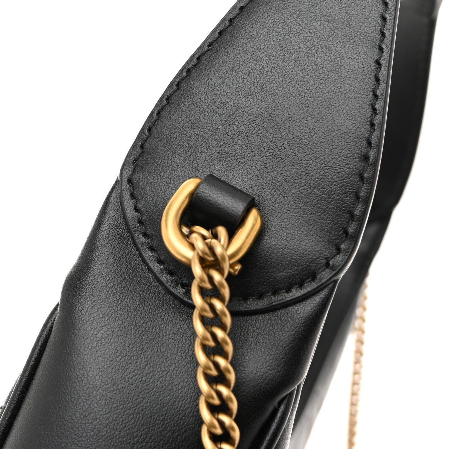 Gucci Calfskin Matelasse Chevron Mini GG Marmont Half Moon Hobo Black 11 of 11