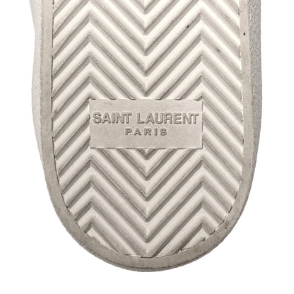 Saint Laurent Calfskin Nubuck Python Embossed Embroidered Womens Court Classic Sneakers 39 Optic White 6 of 8