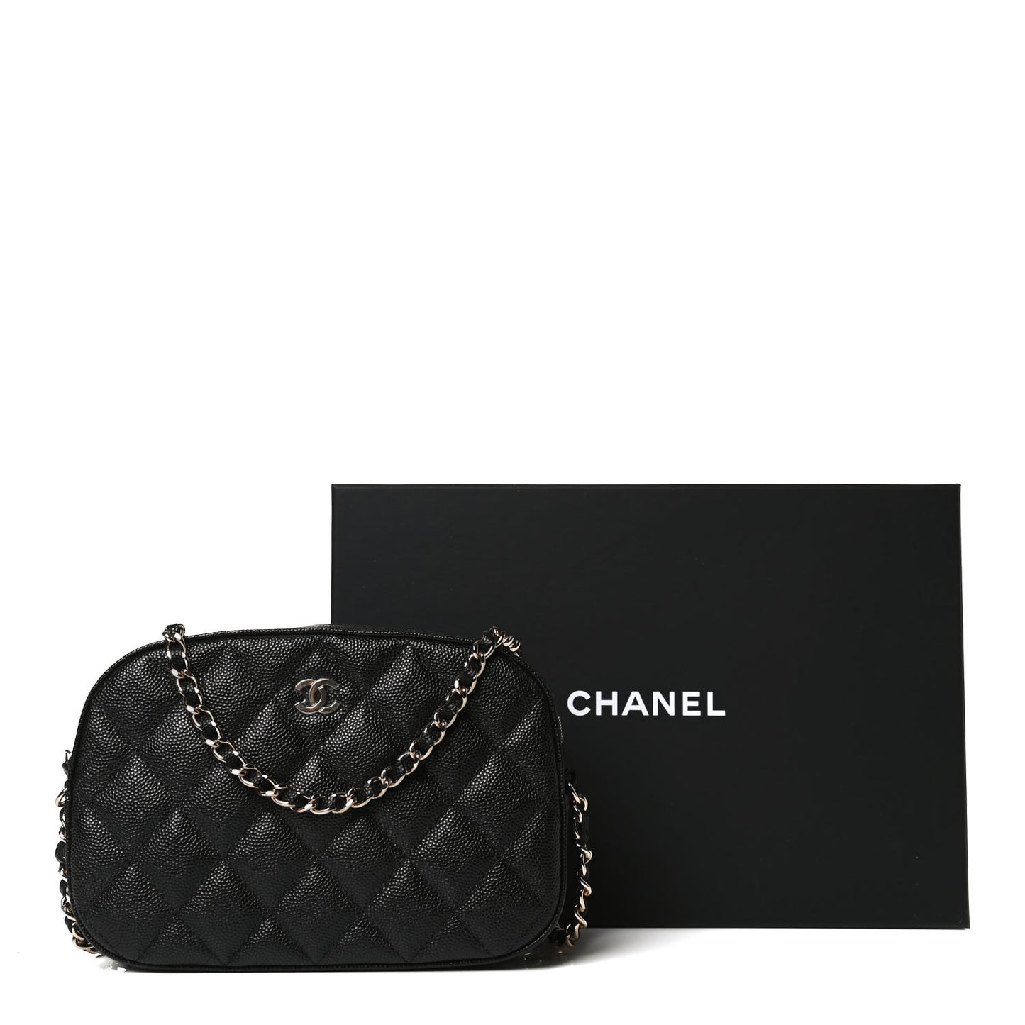 Caviar Quilted Vanity With Chain Black