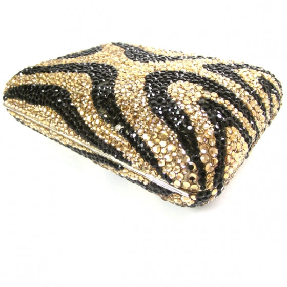 Judith Leiber Swarovski Crystal Minaudiere Clutch Black and Gold 5 of 7