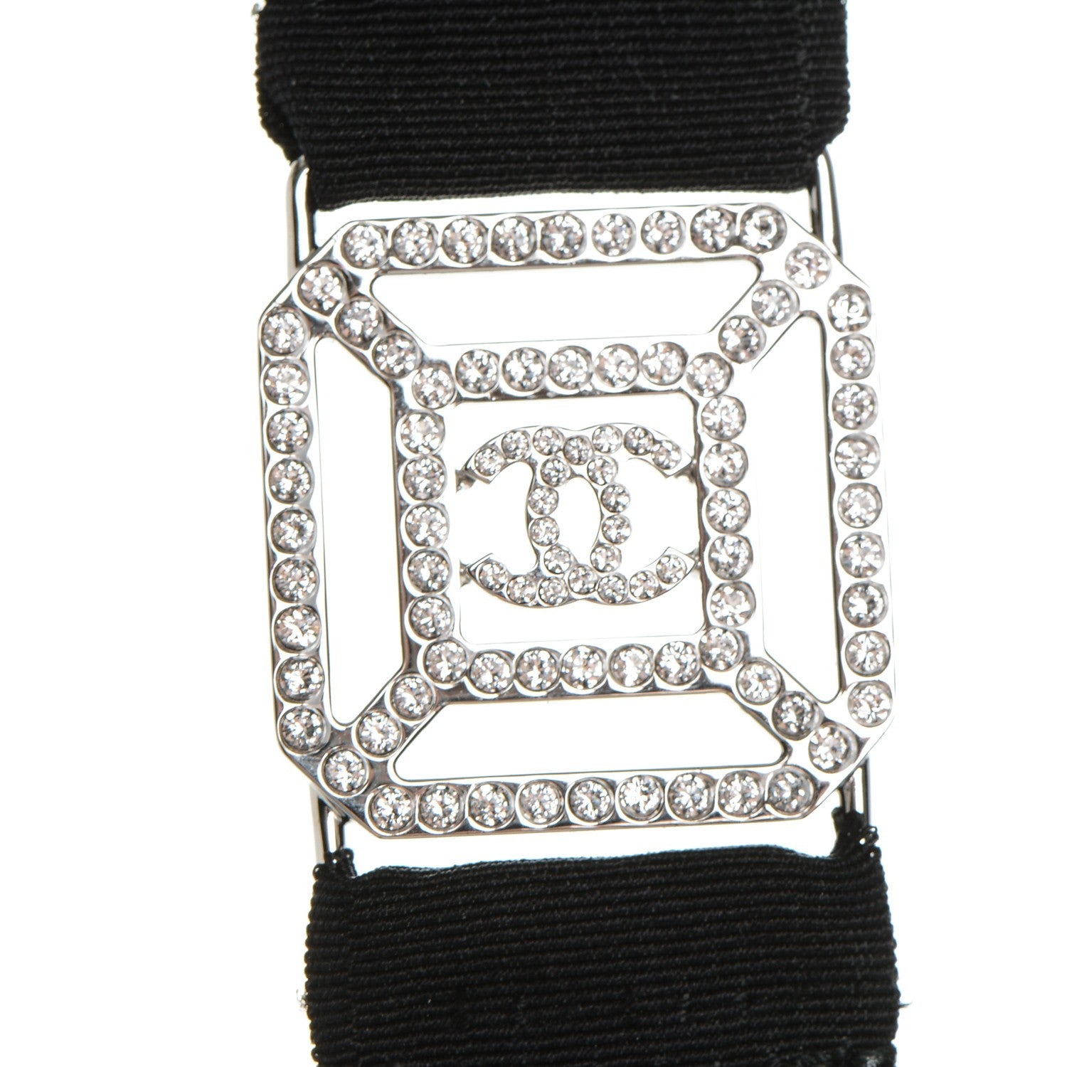 Chanel Crystal CC Lanyard Necklace Black Silver 6 of 6