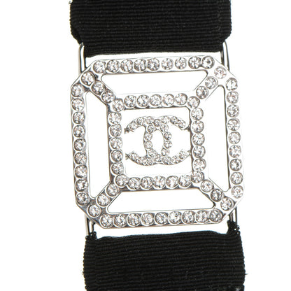 Chanel Crystal CC Lanyard Necklace Black Silver 6 of 6