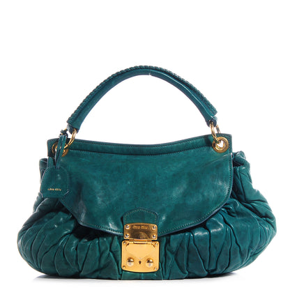 Miu Miu Nappa Matelasse Flap Bag Teal 1 of 10