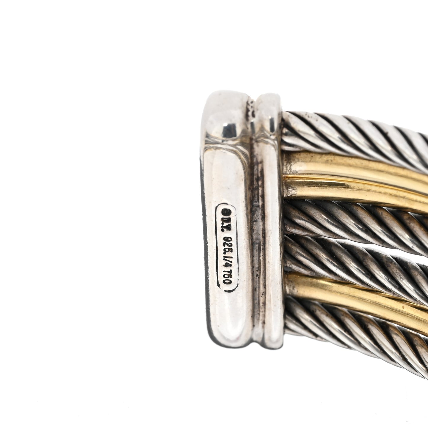 Sterling Silver 18K Yellow Gold 21mm Four Row Crossover Cuff Bracelet
