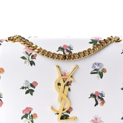 Saint Laurent Calfskin Prairie Flower Printed Small Classic Monogram Kate Satchel White 10 of 10