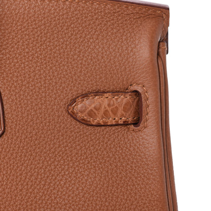 Hermes Togo Matte Alligator Birkin Touch 25 Gold 9 of 34