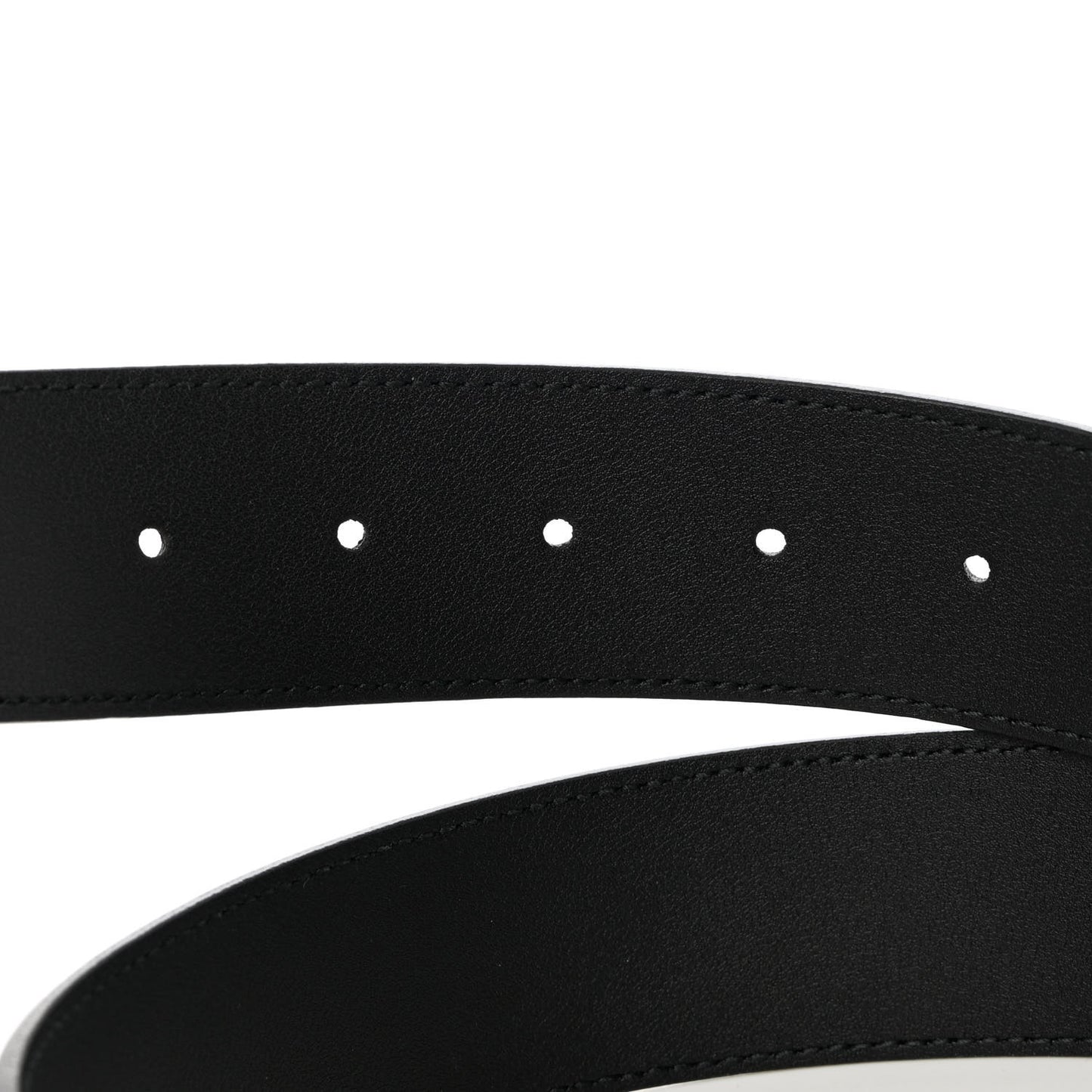 Moon Calfskin Pearl Double G 40mm Belt 90 36 Black Cream