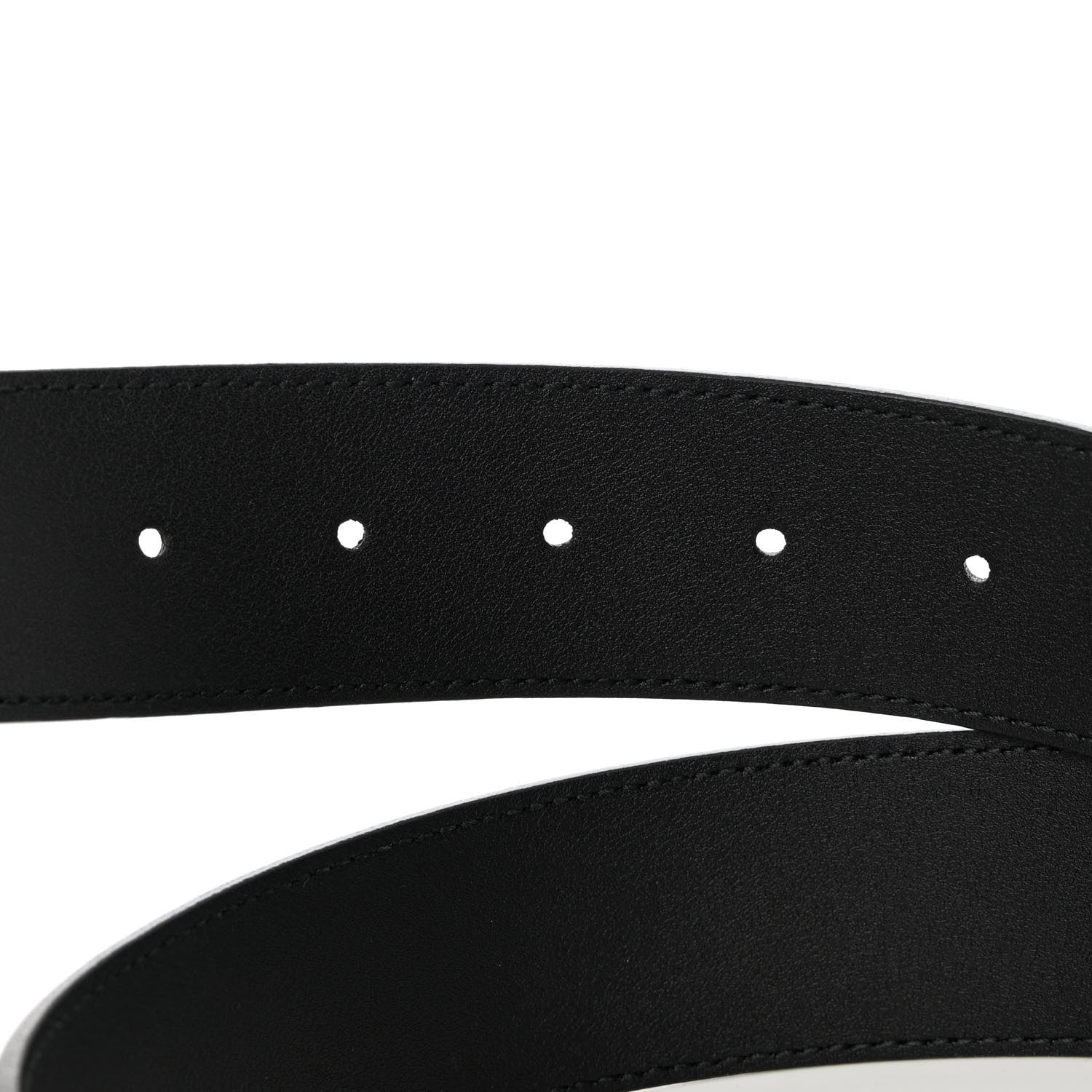 Gucci Moon Calfskin Pearl Double G 40mm Belt 90 36 Black Cream 6 of 8