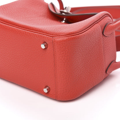 Hermes Taurillon Clemence Mini Lindy 20 Rouge Tomate 9 of 11