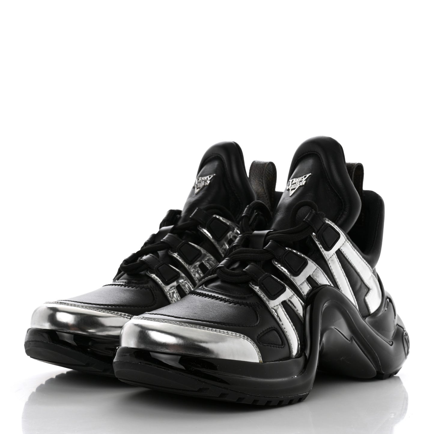 Calfskin Metallic Monogram LV Archlight Sneakers 37 Black Silver