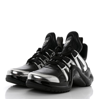 Louis Vuitton Calfskin Metallic Monogram LV Archlight Sneakers 37 Black Silver 3 of 9